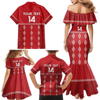 Custom Tonga Rugby 2024 Family Matching Mermaid Dress and Hawaiian Shirt Go Champions Ikale Tahi Ngatu Pattern