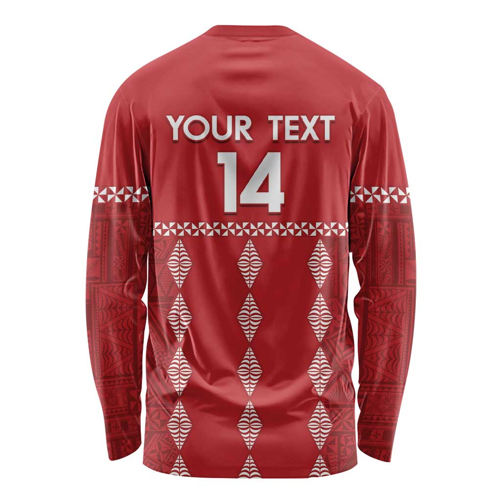 Custom Tonga Rugby 2024 Long Sleeve Shirt Go Champions Ikale Tahi Ngatu Pattern
