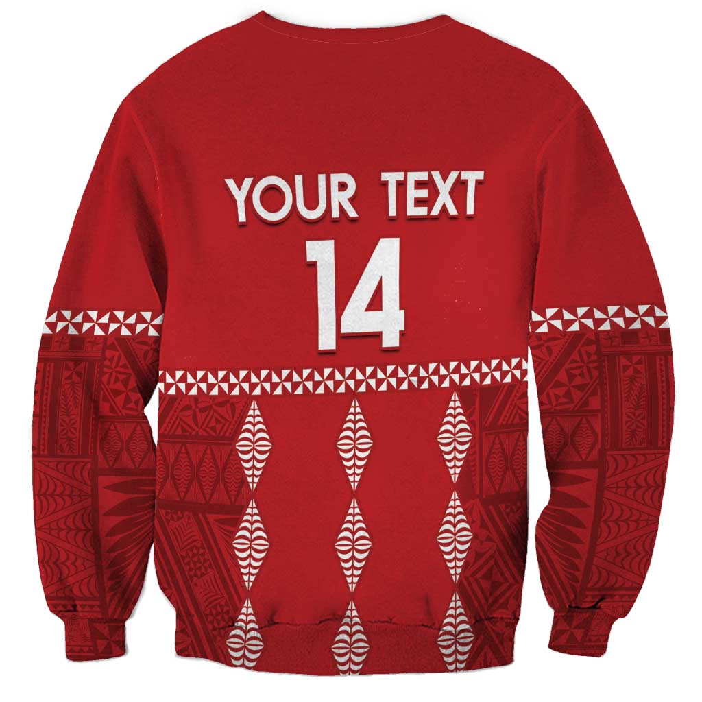 Custom Tonga Rugby 2024 Sweatshirt Go Champions Ikale Tahi Ngatu Pattern