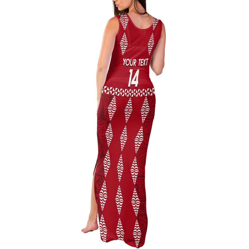 Custom Tonga Rugby 2024 Tank Maxi Dress Go Champions Ikale Tahi Ngatu Pattern
