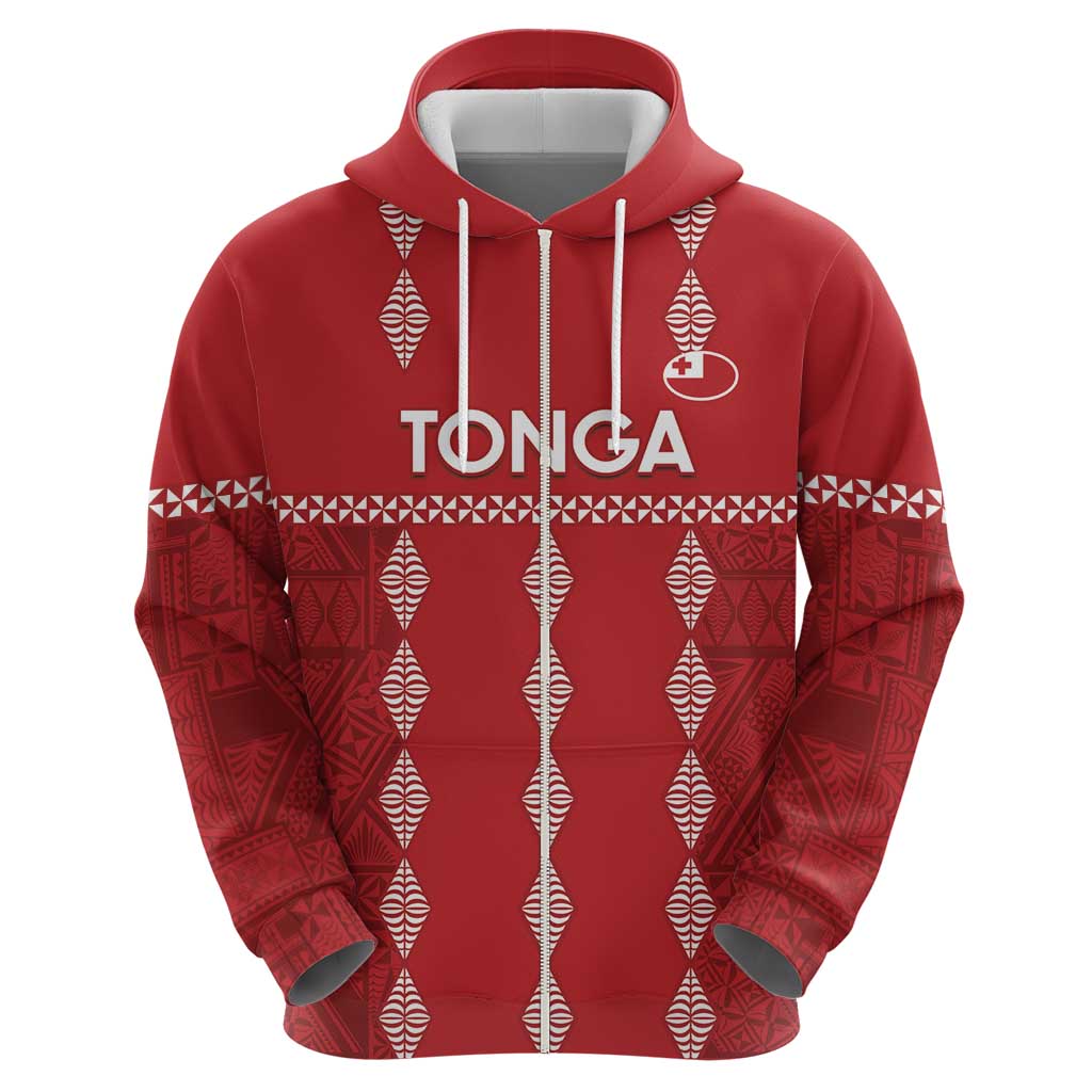 Custom Tonga Rugby 2024 Zip Hoodie Go Champions Ikale Tahi Ngatu Pattern LT14 - Polynesian Pride