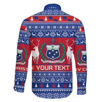 Personalised Samoa Christmas Family Matching Off Shoulder Short Dress and Hawaiian Shirt Samoan Coat Of Arms Manuia Le Kirisimas LT14 - Polynesian Pride