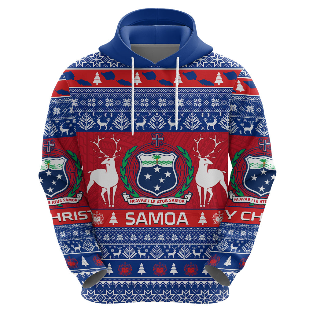 Personalised Samoa Christmas Hoodie Samoan Coat Of Arms Manuia Le Kirisimas LT14 - Polynesian Pride