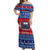 Personalised Samoa Christmas Off Shoulder Maxi Dress Samoan Coat Of Arms Manuia Le Kirisimas LT14 Women Blue - Polynesian Pride