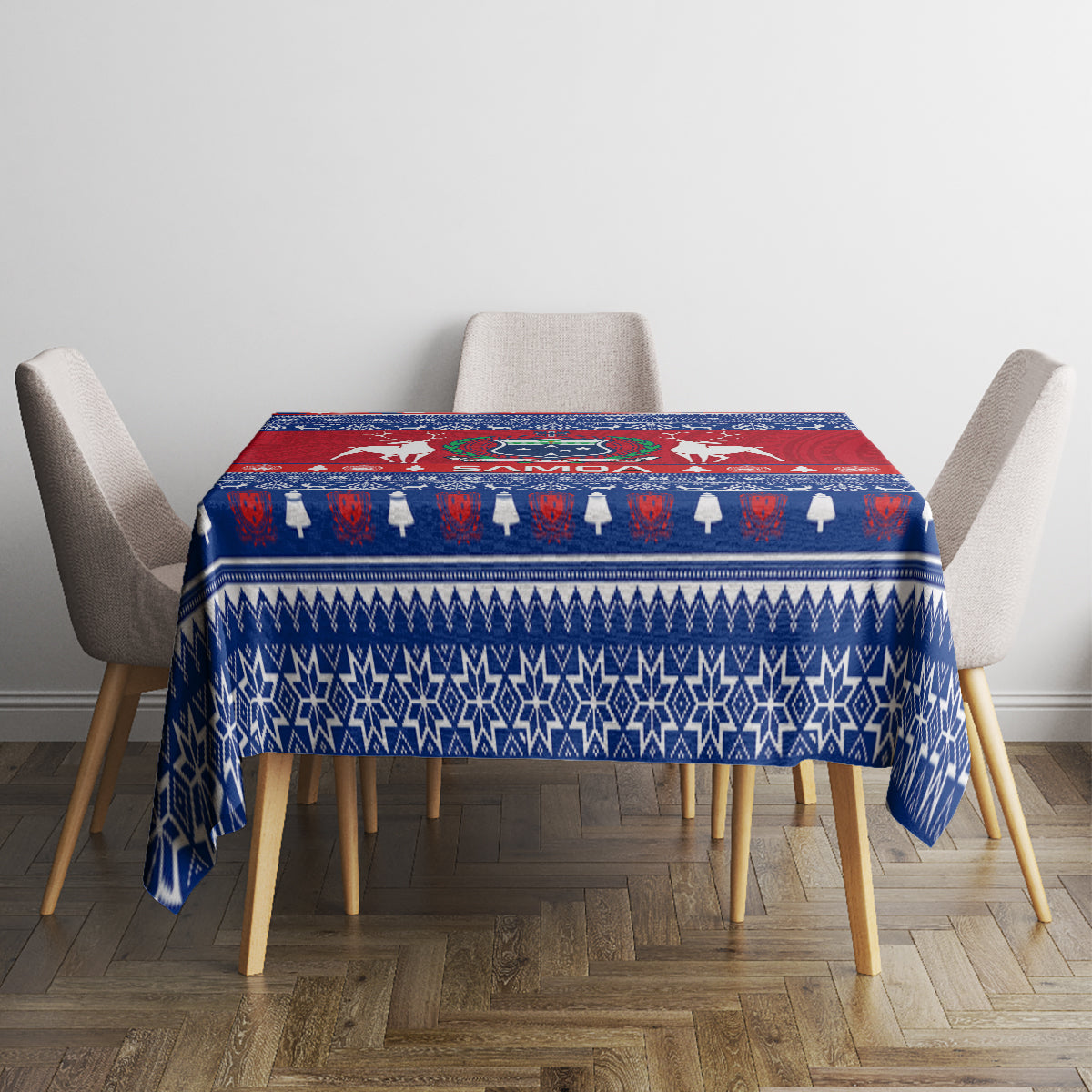 Personalised Samoa Christmas Tablecloth Samoan Coat Of Arms Manuia Le Kirisimas LT14 - Polynesian Pride
