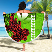 Personalised Hawaii Christmas Beach Blanket Mele Kalikimaka Kakau Polynesian Shark Tattoo LT14 - Wonder Print Shop