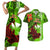 Personalised Hawaii Christmas Couples Matching Short Sleeve Bodycon Dress and Hawaiian Shirt Mele Kalikimaka Kakau Polynesian Shark Tattoo LT14 Green - Polynesian Pride