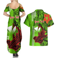 Personalised Hawaii Christmas Couples Matching Summer Maxi Dress and Hawaiian Shirt Mele Kalikimaka Kakau Polynesian Shark Tattoo LT14 - Polynesian Pride
