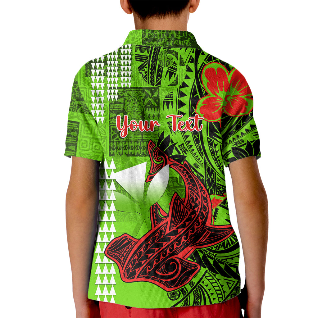 Personalised Hawaii Christmas Kid Polo Shirt Mele Kalikimaka Kakau Polynesian Shark Tattoo LT14 - Polynesian Pride