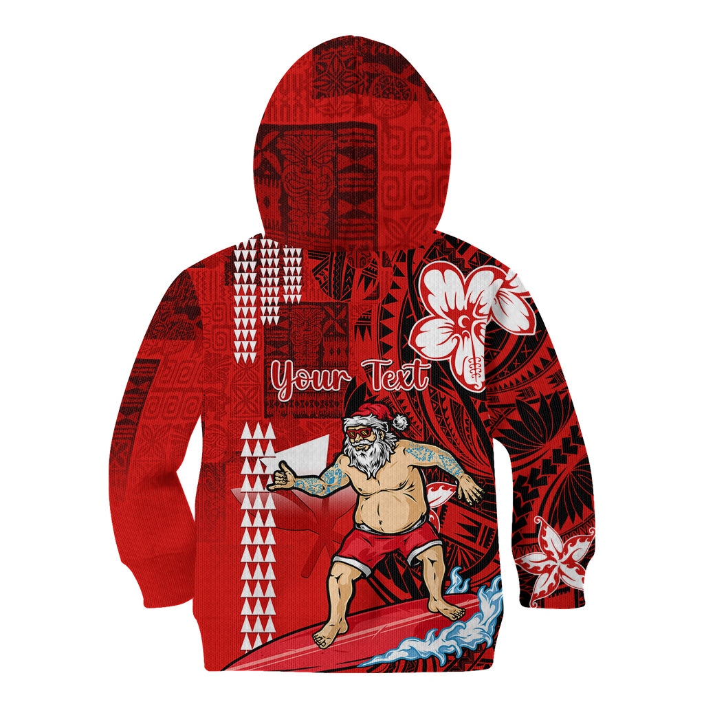 Personalised Hawaii Christmas Kid Hoodie Mele Kalikimaka Surfing Santa Claus LT14 - Polynesian Pride