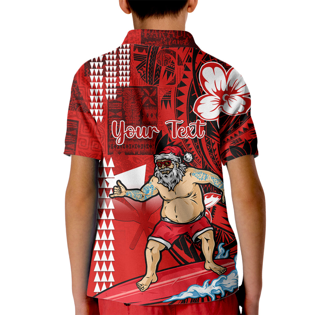 Personalised Hawaii Christmas Kid Polo Shirt Mele Kalikimaka Surfing Santa Claus LT14 - Polynesian Pride
