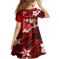 Personalised Hawaii Christmas Kid Short Sleeve Dress Mele Kalikimaka Surfing Santa Claus LT14 - Polynesian Pride
