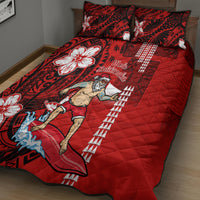 Personalised Hawaii Christmas Quilt Bed Set Mele Kalikimaka Surfing Santa Claus LT14 - Polynesian Pride