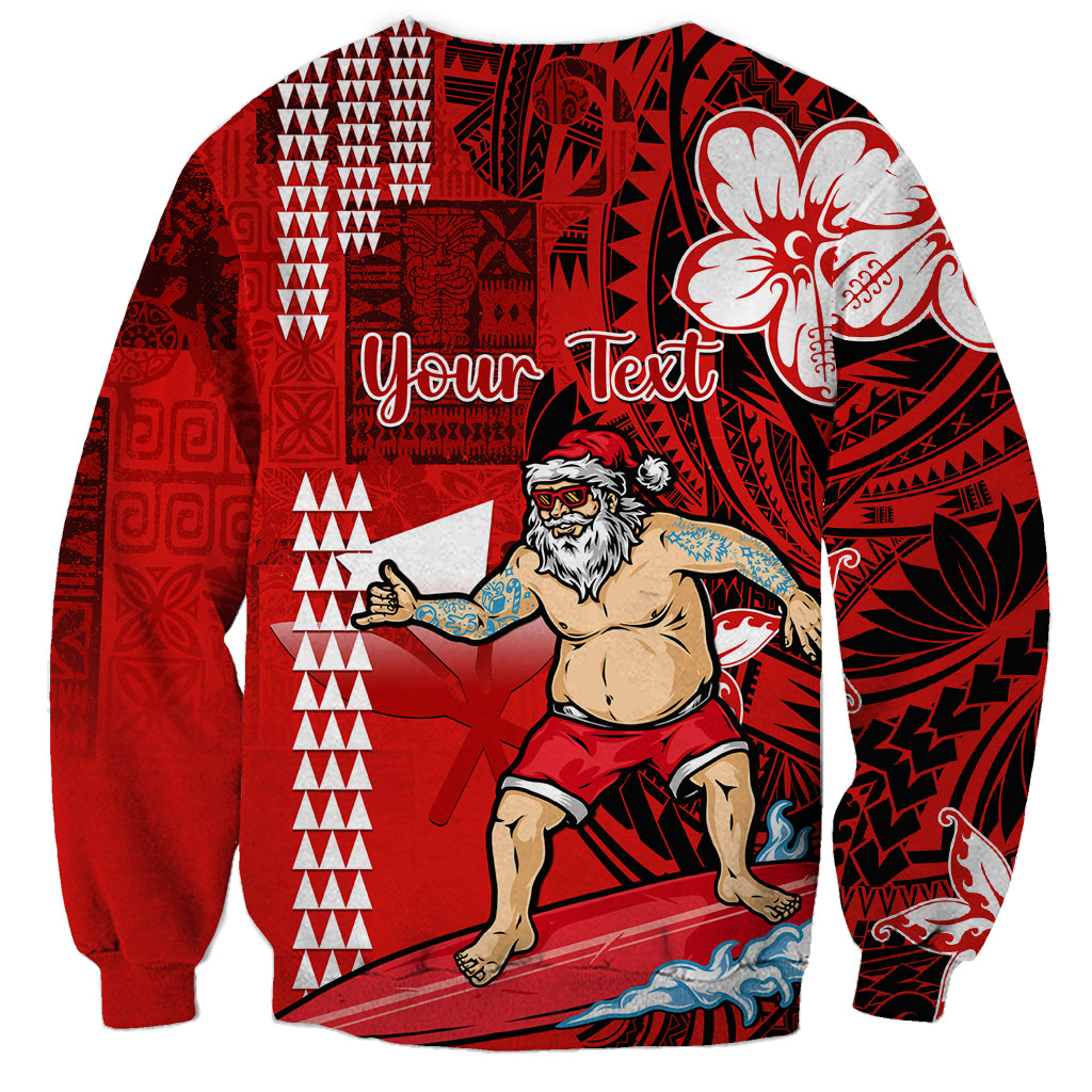Personalised Hawaii Christmas Sweatshirt Mele Kalikimaka Surfing Santa Claus LT14 - Polynesian Pride