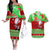 Personalised Hawaii Christmas Couples Matching Off The Shoulder Long Sleeve Dress and Hawaiian Shirt Mele Kalikimaka Hawaiian Santa Tropical Vibes LT14 Red - Polynesian Pride