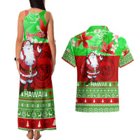 Personalised Hawaii Christmas Couples Matching Tank Maxi Dress and Hawaiian Shirt Mele Kalikimaka Hawaiian Santa Tropical Vibes LT14 - Polynesian Pride