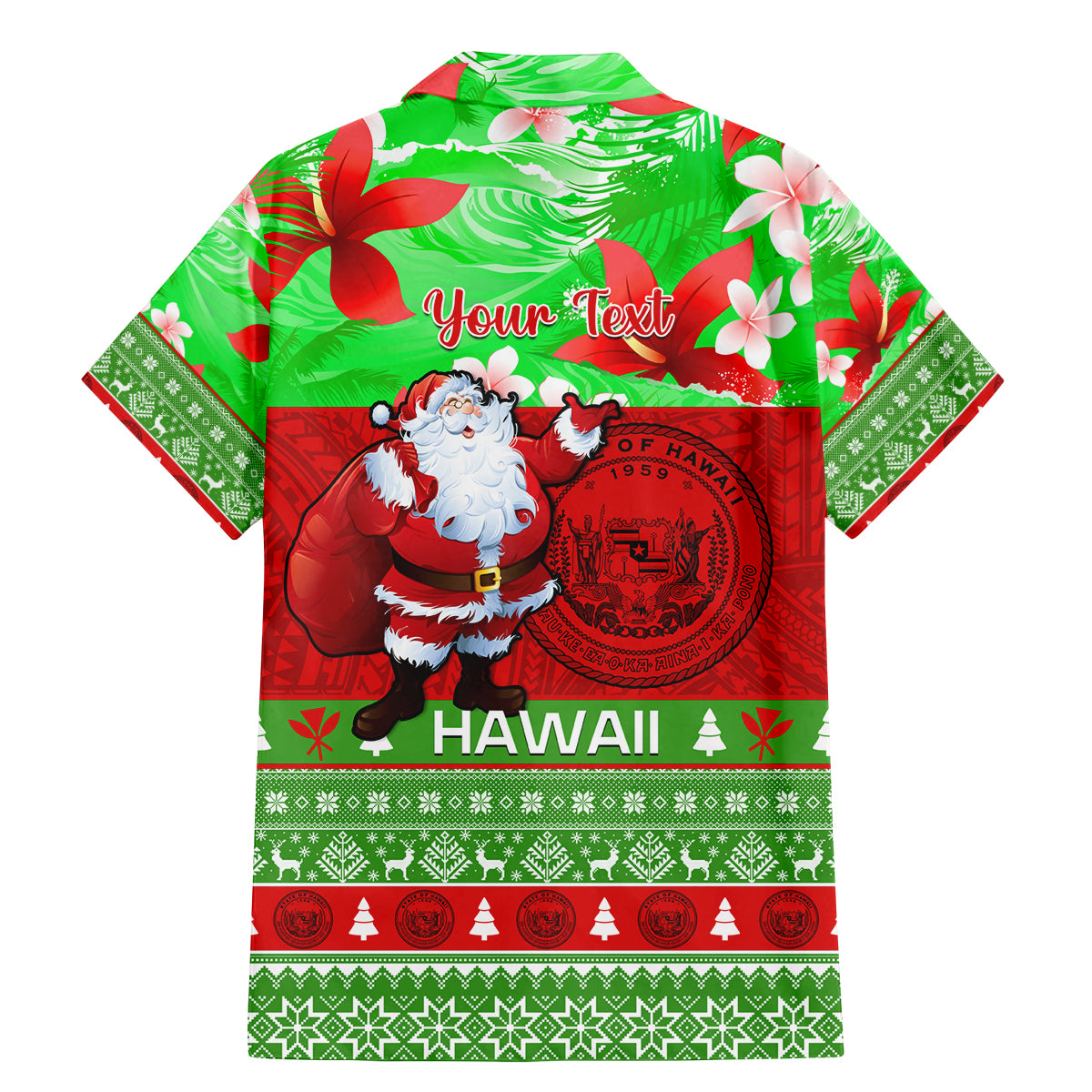 Personalised Hawaii Christmas Family Matching Mermaid Dress and Hawaiian Shirt Mele Kalikimaka Hawaiian Santa Tropical Vibes LT14 - Polynesian Pride