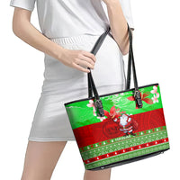 Personalised Hawaii Christmas Leather Tote Bag Mele Kalikimaka Hawaiian Santa Tropical Vibes LT14 - Polynesian Pride