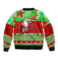 Personalised Hawaii Christmas Sleeve Zip Bomber Jacket Mele Kalikimaka Hawaiian Santa Tropical Vibes LT14 - Polynesian Pride
