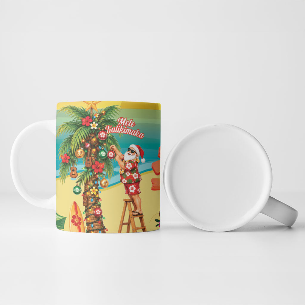 Hawaii Christmas Mele Kalikimaka Ceramic Mug Santa Decorating Xmas Palm Tree Tropical Vibes LT14 - Polynesian Pride