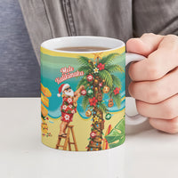 Hawaii Christmas Mele Kalikimaka Ceramic Mug Santa Decorating Xmas Palm Tree Tropical Vibes LT14 - Polynesian Pride