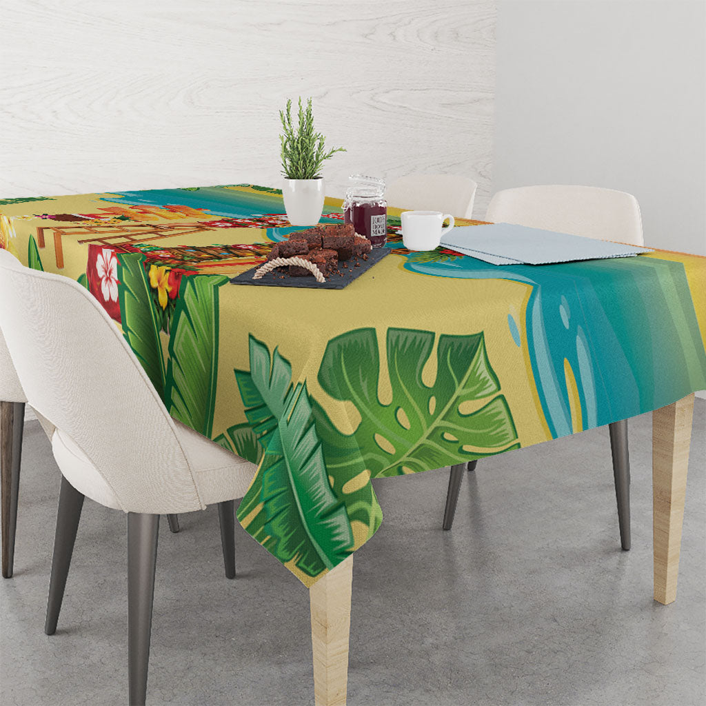 Hawaii Christmas Mele Kalikimaka Tablecloth Santa Decorating Xmas Palm Tree Tropical Vibes LT14 - Polynesian Pride