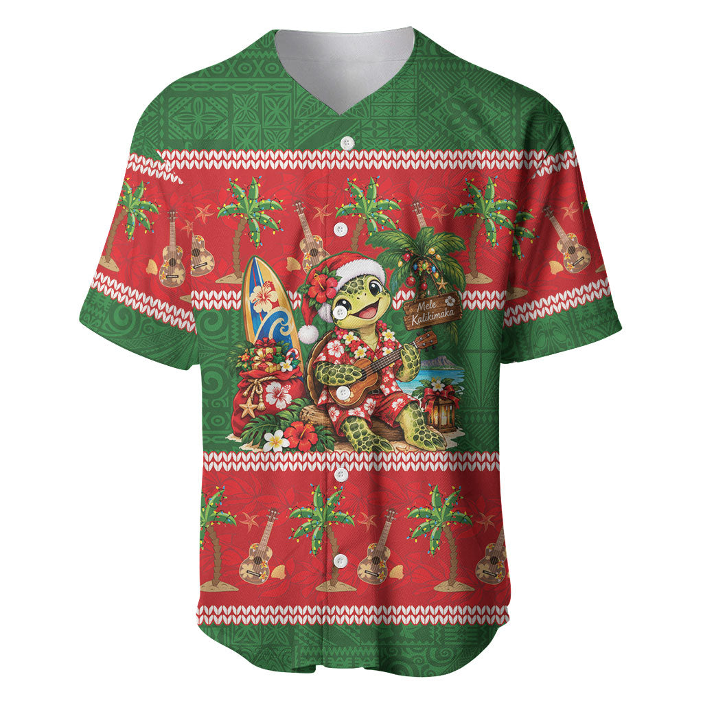 Hawaii Christmas Mele Kalikimaka Baseball Jersey Aloha Turtle Santa With Ukulele