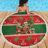 Hawaii Christmas Mele Kalikimaka Beach Blanket Aloha Turtle Santa With Ukulele LT14 - Polynesian Pride