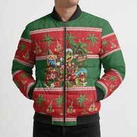 Hawaii Christmas Mele Kalikimaka Bomber Puffer Jacket Aloha Turtle Santa With Ukulele LT14 - Polynesian Pride