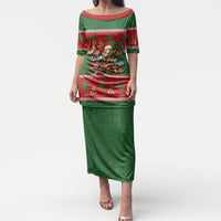 Hawaii Christmas Mele Kalikimaka Puletasi Aloha Turtle Santa With Ukulele LT14 Long Dress Red - Polynesian Pride