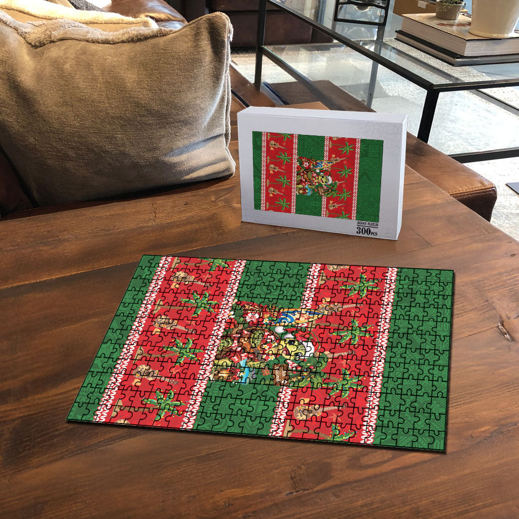 Hawaii Christmas Mele Kalikimaka Puzzle Aloha Turtle Santa With Ukulele LT14 - Polynesian Pride