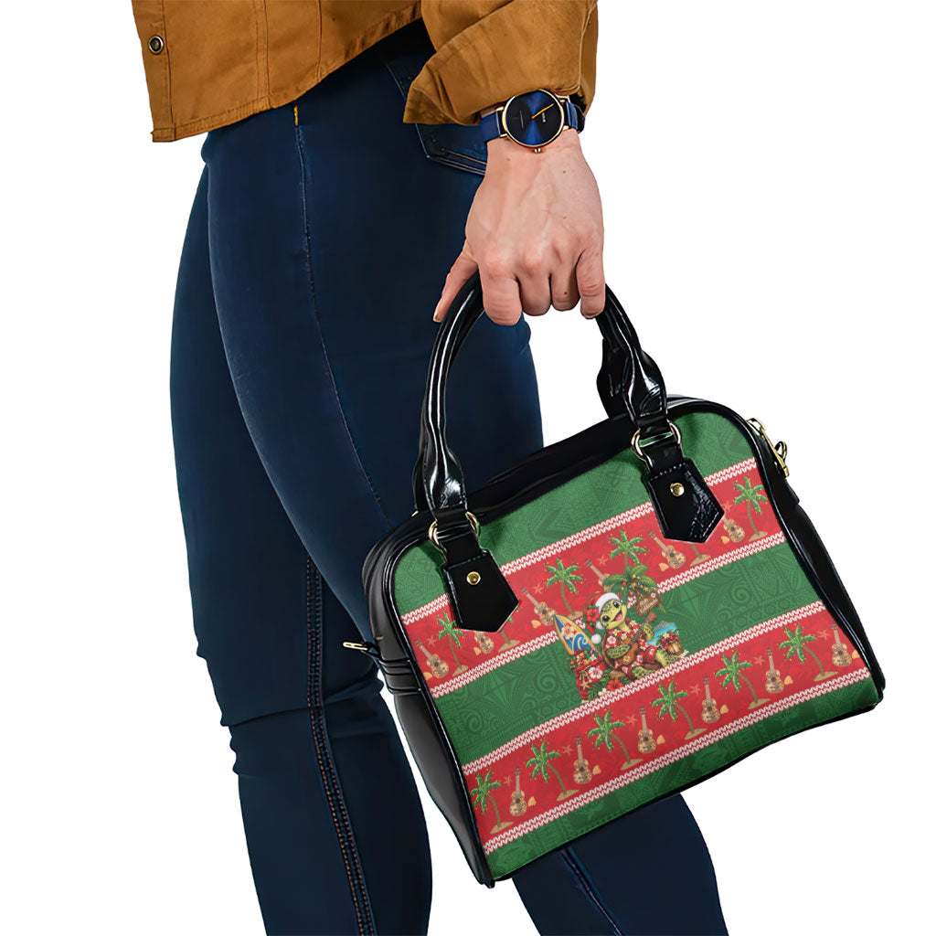 Hawaii Christmas Mele Kalikimaka Shoulder Handbag Aloha Turtle Santa With Ukulele LT14 - Polynesian Pride