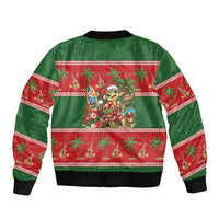 Hawaii Christmas Mele Kalikimaka Sleeve Zip Bomber Jacket Aloha Turtle Santa With Ukulele LT14 - Polynesian Pride