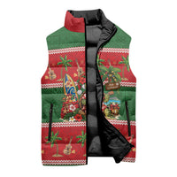 Hawaii Christmas Mele Kalikimaka Sleeveless Puffer Jacket Aloha Turtle Santa With Ukulele LT14 - Polynesian Pride