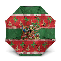 Hawaii Christmas Mele Kalikimaka Umbrella Aloha Turtle Santa With Ukulele LT14 One Size Folded 11.42 inch Opened Diameter 37.4 inch Red - Polynesian Pride