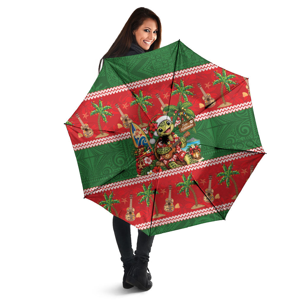 Hawaii Christmas Mele Kalikimaka Umbrella Aloha Turtle Santa With Ukulele LT14 - Polynesian Pride