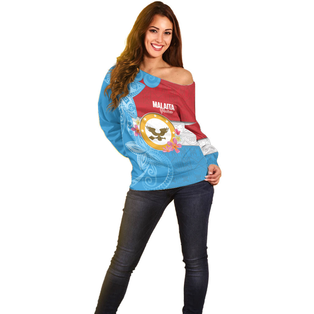 Personalised Malaita Province Day Off Shoulder Sweater Solomon Islands Maramapaina Flag Color LT14 - Polynesian Pride