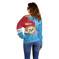 Personalised Malaita Province Day Off Shoulder Sweater Solomon Islands Maramapaina Flag Color LT14 - Polynesian Pride