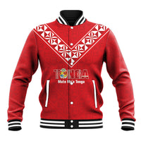 Mate Maa Tonga Rugby Custom Baseball Jacket 2026 Tongan Ngatu Pattern Red LT14 Unisex Red - Polynesian Pride