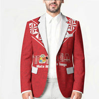 Mate Maa Tonga Rugby Custom Blazer 2026 Tongan Ngatu Pattern Red LT14 - Polynesian Pride