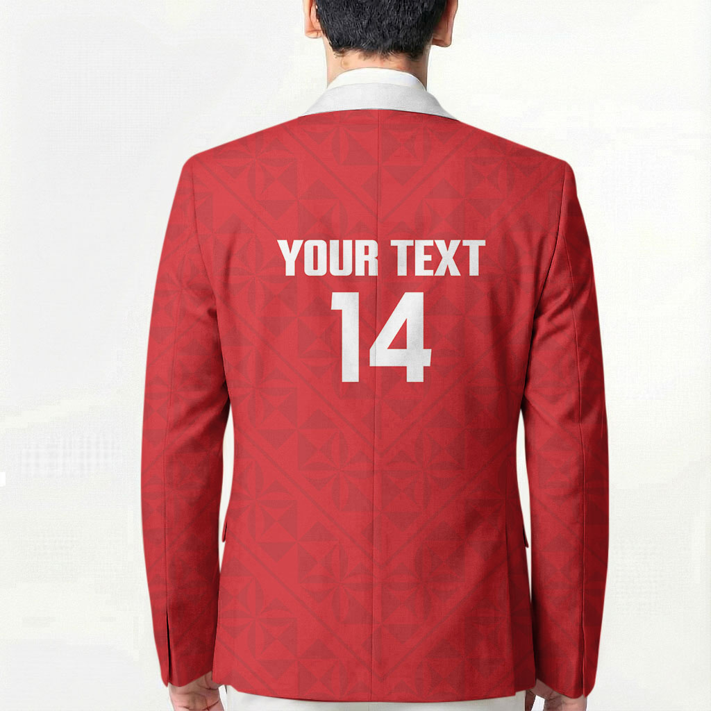 Mate Maa Tonga Rugby Custom Blazer 2026 Tongan Ngatu Pattern Red LT14 - Polynesian Pride