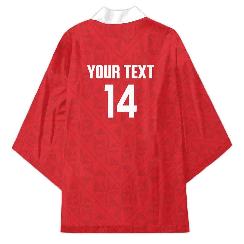 Mate Maa Tonga Rugby Custom Kimono 2026 Tongan Ngatu Pattern Red LT14 - Polynesian Pride