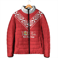 Mate Maa Tonga Rugby Custom Padded Jacket 2026 Tongan Ngatu Pattern Red LT14 - Polynesian Pride