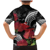 Personalized Mele Kalikimaka Hawaii Family Matching Mermaid Dress and Hawaiian Shirt I'iwi Bird With Ohia Lehua - Black Color LT14 - Polynesian Pride