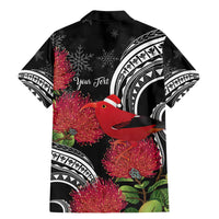 Personalized Mele Kalikimaka Hawaii Family Matching Mermaid Dress and Hawaiian Shirt I'iwi Bird With Ohia Lehua - Black Color LT14 - Polynesian Pride