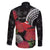 Personalized Mele Kalikimaka Hawaii Family Matching Off The Shoulder Long Sleeve Dress and Hawaiian Shirt I'iwi Bird With Ohia Lehua - Black Color