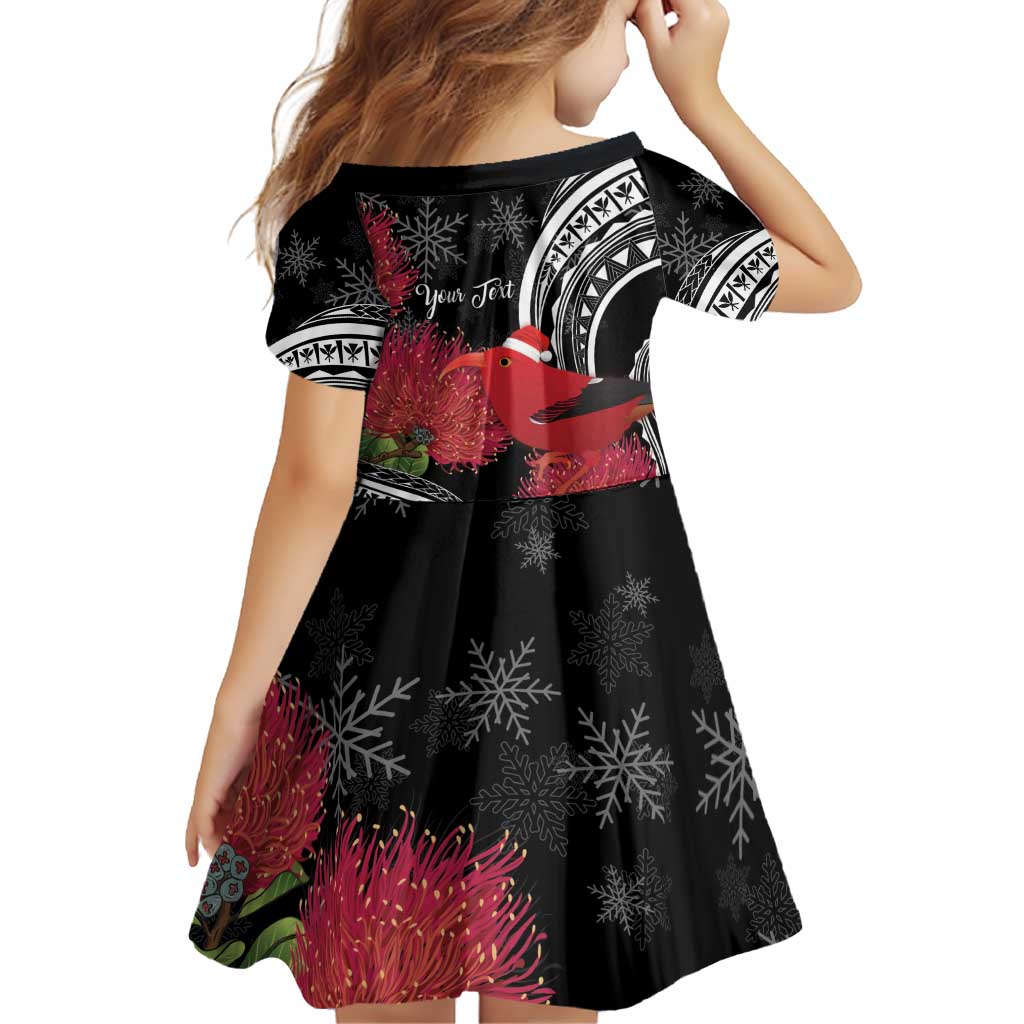 Personalized Mele Kalikimaka Hawaii Family Matching Off Shoulder Short Dress and Hawaiian Shirt I'iwi Bird With Ohia Lehua - Black Color LT14 - Polynesian Pride