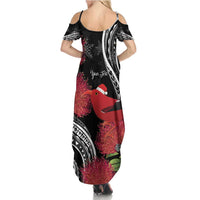 Personalized Mele Kalikimaka Hawaii Family Matching Summer Maxi Dress and Hawaiian Shirt I'iwi Bird With Ohia Lehua - Black Color LT14 - Polynesian Pride