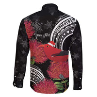 Personalized Mele Kalikimaka Hawaii Family Matching Tank Maxi Dress and Hawaiian Shirt I'iwi Bird With Ohia Lehua - Black Color LT14 - Polynesian Pride