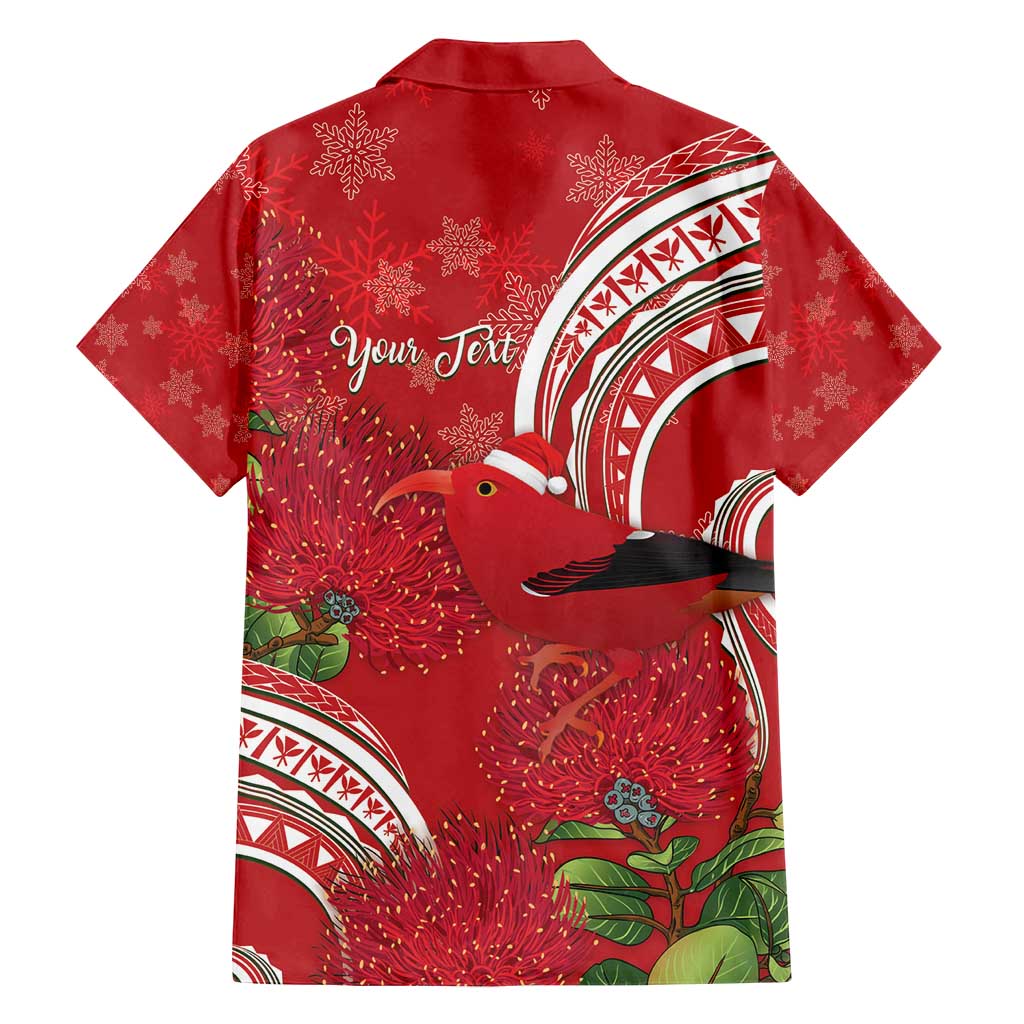 Personalized Mele Kalikimaka Hawaii Family Matching Off Shoulder Short Dress and Hawaiian Shirt I'iwi Bird With Ohia Lehua - Red Color LT14 - Polynesian Pride
